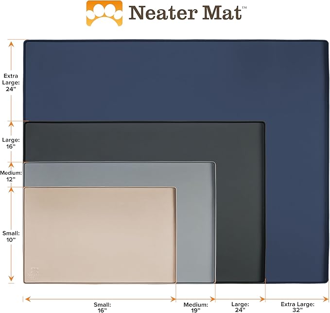 Neater Pet Brands Neater Mat Pet Mats for Food and Water, Cat & Dog Bowl Mat Waterproof Silicone, Feeding Tray, Dog Food Mats for Floors, Placemat w/Raised Edge for Under Bowls, 24" x 16", Light Pink