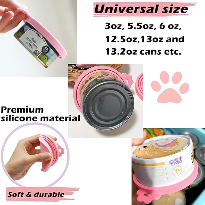 6 Pcs Can Covers, Universal BPA Free Silicone Dog Cat Can Lids, Fit Most Standard Size Dog and Cat Cans(6 colors)
