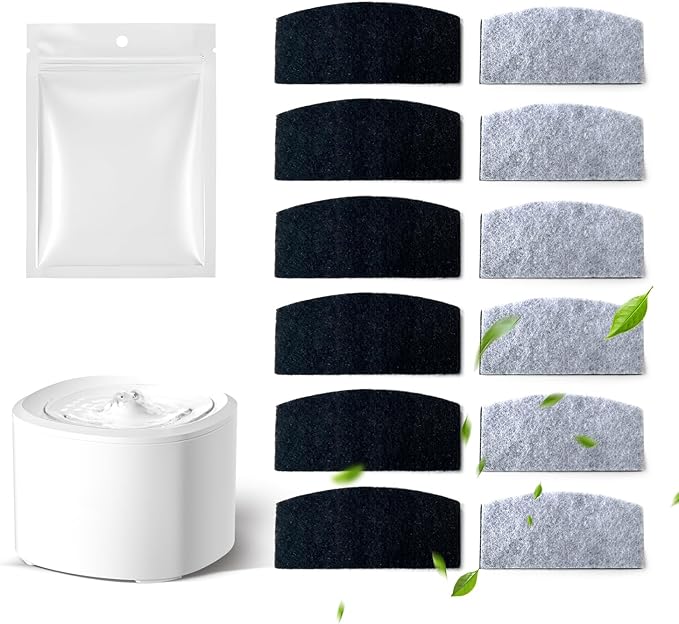 Cat Water Fountain Filters, 12 Pieces Set Cat Fountain Filter Replacement Compatible with 101oz/3L Pet Water Dispenser (12 Pices Filters)