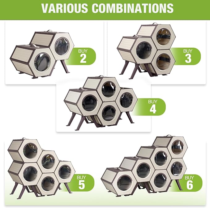Heated Cat House for Outdoor Cats, 100% Insulated Cat House with Heating Pad,Feral Cat Shelter Waterproof for Winter,Expandable