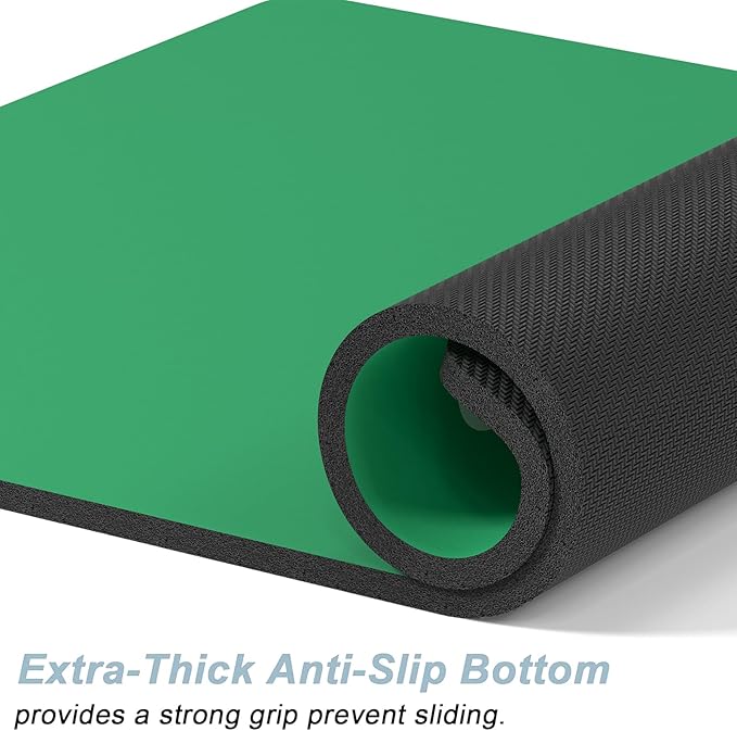 Rnivvi Dog Food Mat, 16" x 24" Footprint Absorbent Dog Cat Bowl Mat for Food and Water, Cute Anti-Slip Rubber Pet Feeding Rug Protect Floors, Puppy Placemat for Feeding & Watering Supplies, Green