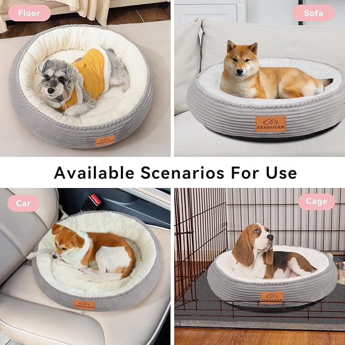 30in Dog Bed Sofa for Small/Medium/Large Dogs, Machine Washable Supportive Foam Pet Couch with Washable Removable Mat and Non-Slip Bottom, Pet Cuddler for Indoor/Outdoor/Car/Cage, Light Grey