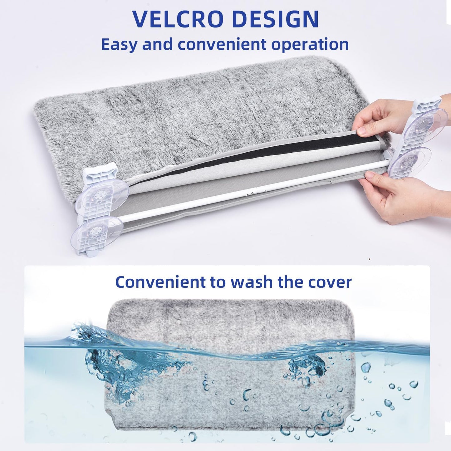 pettycare Cat Window Perch, Cordless Cat Window Hammock Bed with 4 Strong Suction Cups, Foldable Kitten Balcony Seat for Inside Hold Up to 40lbs, Solid Metal Frame and Soft Reversible 2 Fabrics Cover