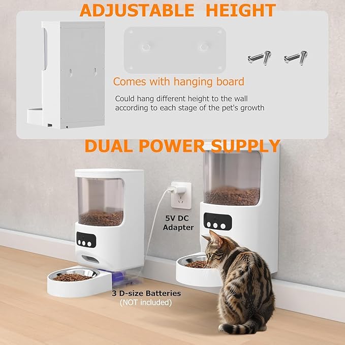 Automatic Cat Feeder with Camera 5G&2.4G WiFi Pet Feeder 1080P HD Cat Food Dispenser with Night Vision Timed Smart App Dog Food Dispenser with 2-Way Audio for Cat & Dog,Detachable for Easy Clean