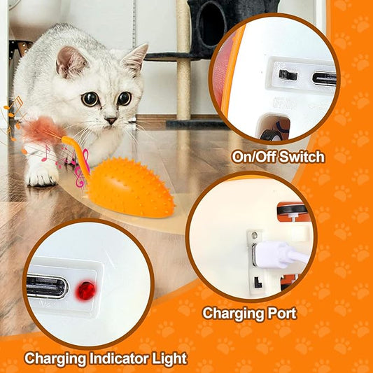 BABORUI Upgraded Cat Interactive Toy, Remote Control Mouse Toy, Automatic Cat Mouse Toys with Feathers, Moving Smart Cat Toy Car for Indoor Cats, USB Rechargeable