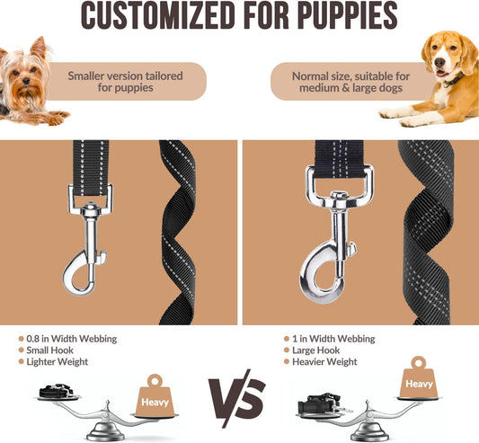 SlowTon Dog Seat Belt for Car, 2 Pack Dog Car Harness Seatbelt Adjustable with Elastic Bungee Buffer, 2 in 1 Pet Car Leash Headrest Restraint Dog Reflective Safety Tether (S, Black, Headrest+Clip)