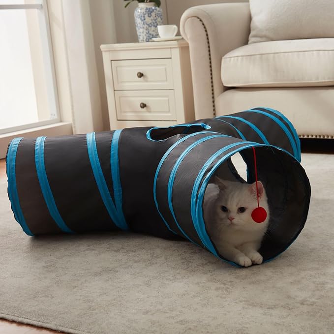 Cat Tunnels for Indoor Cats 3 Way Play Toy Kitty Tunnel Peek Hole Toy with Ball for Cat Tube Fun for Rabbits Kittens and Dogs
