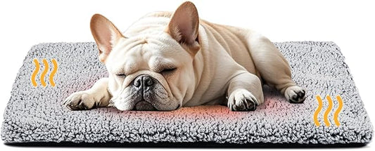 Dog Bed Mat Self Heating Pad for Medium Small Dogs, Dog House Bed Crate Pad for Sleeping Self Warming Pet Bed Puppy Blanket with Removable Washable Cover, Grey 36 Inches