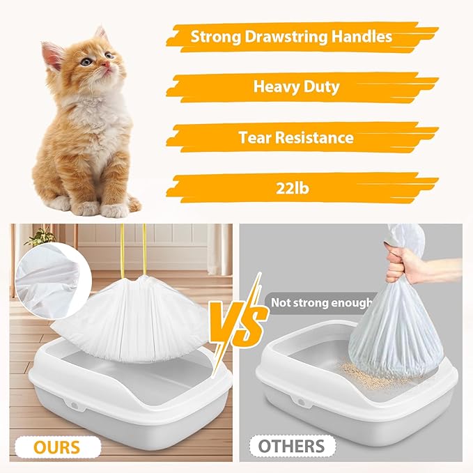 30 Pack Jumbo Cat Litter Liners 37" x 18" Heavy Duty Cats Litter Bags Extra Thick Litter Pan Liners Large Cat Box Liners with Drawstring Disposable Strong Plastic Pet Kitty Litter Bags
