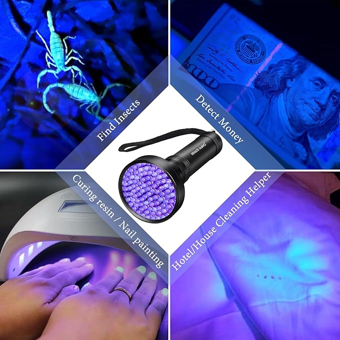 UV Flashlight Black Light, 100 LED 395 nm Blacklight, Pet Urine Detector for Dog/Cat Urine, Dry Stains, Bed Bug, Scorpion,Dry Pet Stains(Middle Switch)
