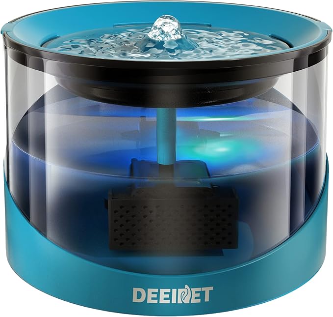 Cat Water Fountain, 74oz/2.2L Ultra Quiet Automatic Water Dispenser for Cats Dogs with Colorful LED Indicator, Water Bowl for Pets with Filter