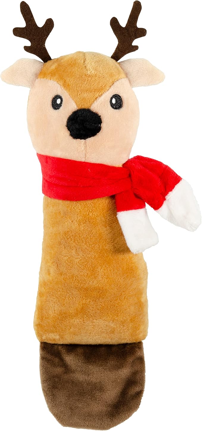 Giftable World Holiday Plush Pet Toy Fun for Christmas Designs Cat Play Toy (10" Reindeer Kicker Toy)
