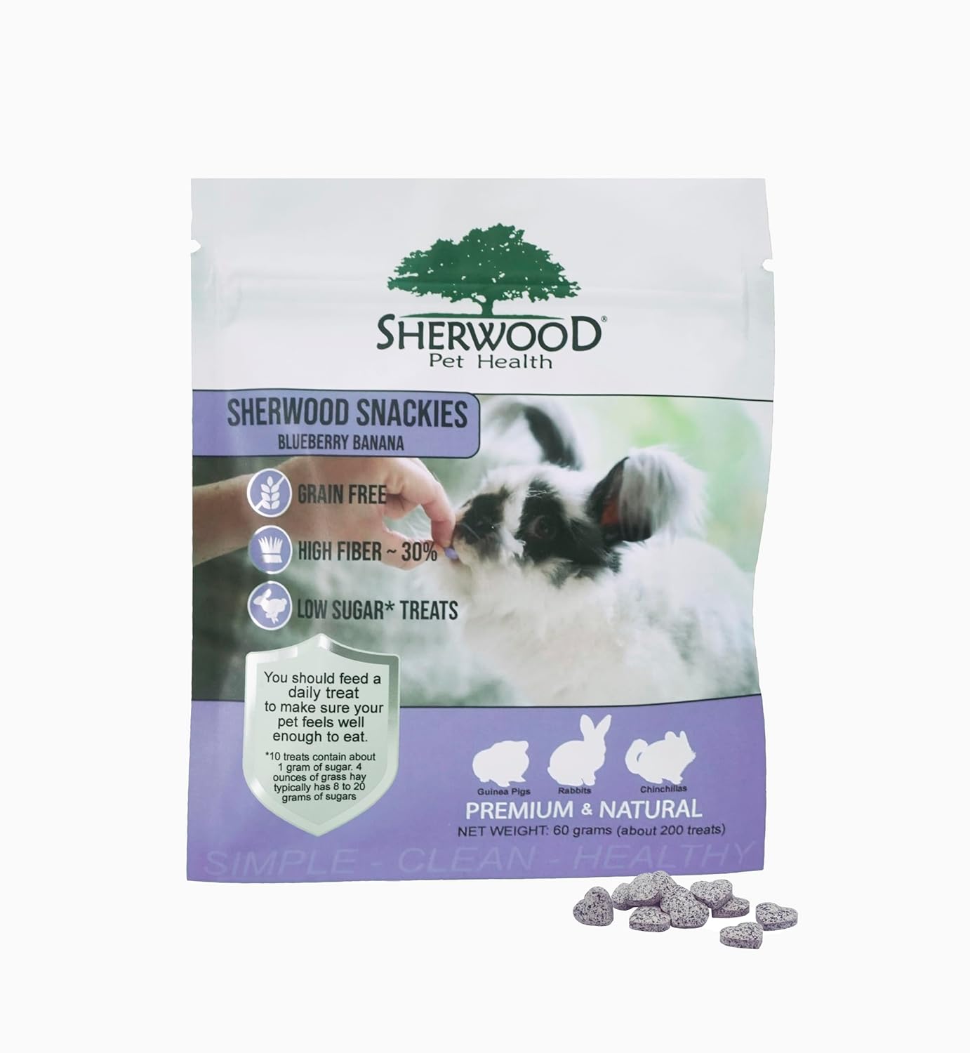Sherwood Pet Health Snackies for Chinchillas, Rabbits & Guinea Pigs, Grain-Free, Real Fruit, Low Sugar and High in Fiber Treats in Multiple Flavors