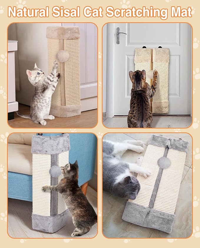 BNOSDM 3 Pack Cat Wall Corner Scratcher for Indoor Cats Walls Mounted Sisal Scratch Board Protector Vertical Anti Scratching Pad Protect Furniture Pet Wear Resistant Mat for Door Sofa