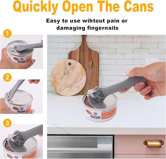 Comtim 5 PCS Pet Food Can Lids & Spoons Set - Silicone Dog Cat Covers With Multi-Function Spatula Opener for Wet Food - Long Handle Easy to Scoop