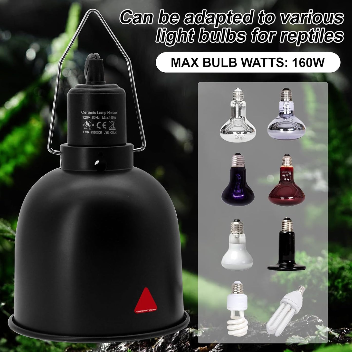 Reptile Light Fixture, 2 Packs 5.5 Inch Deep Dome Lampshade Dimmable, Reptile Heat Lamp Fixture with Separate Switches Fit for UVB Bulb Basking Heat Bulb for Reptile Glass Terrariums