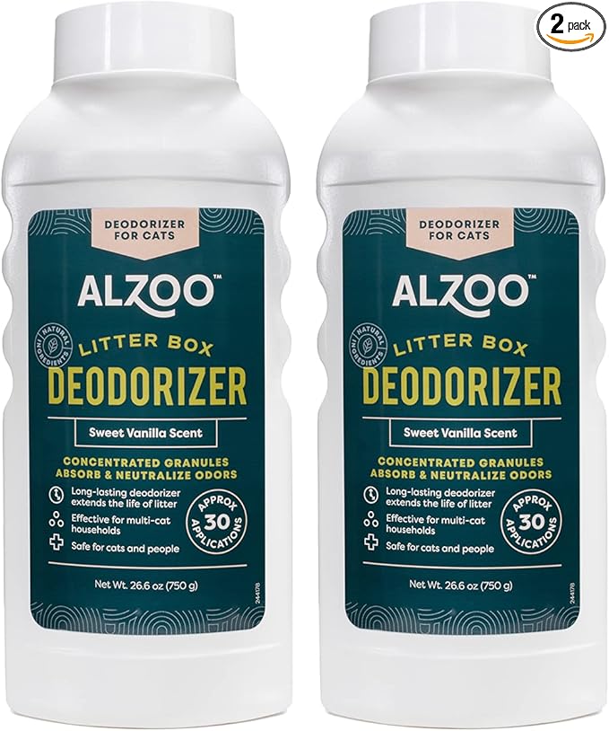 Cat Litter Deodorizer, Concentrated Granules Absorb & Help Neutralize Odors, 100% Plant-Based Active Ingredients, Up to 30 Uses, Sweet Vanilla Scent, 26.6 Oz., Pack of 2