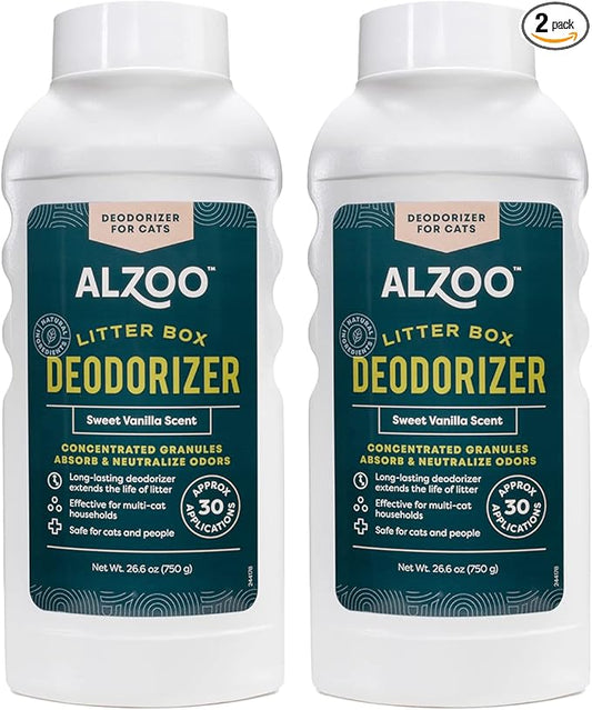 Cat Litter Deodorizer, Concentrated Granules Absorb & Help Neutralize Odors, 100% Plant-Based Active Ingredients, Up to 30 Uses, Sweet Vanilla Scent, 26.6 Oz., Pack of 2