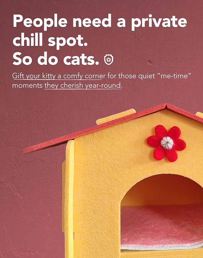 Lukamoo® Cute Cat House (Crimson Sunshine, Large)