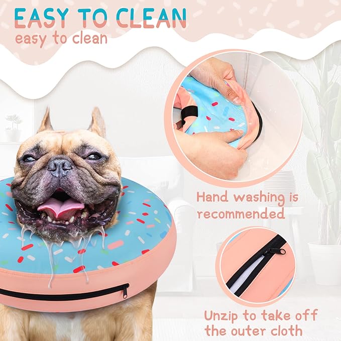 Supet Inflatable Dog Cone Collar Alternative After Surgery, Doggie Neck Donut Collar Recovery E Collar, Soft Dog Cone for Small Medium Large Dogs