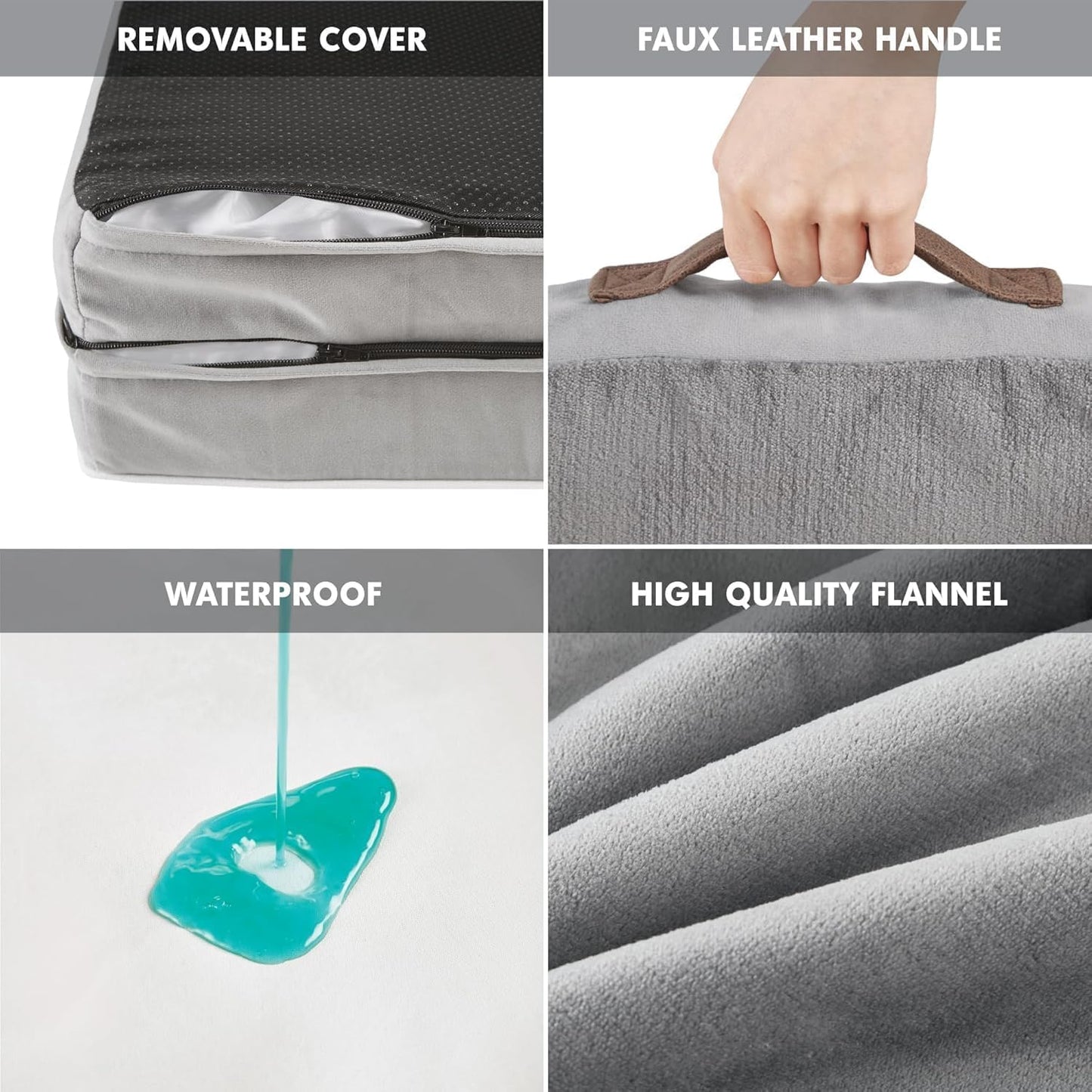 Friends Forever Orthopedic Dog Bed for Medium Dogs, Waterproof Memory Foam Dog Sofa Bed M with Removable Washable Cover, Ally Grey, 28x23x6.5