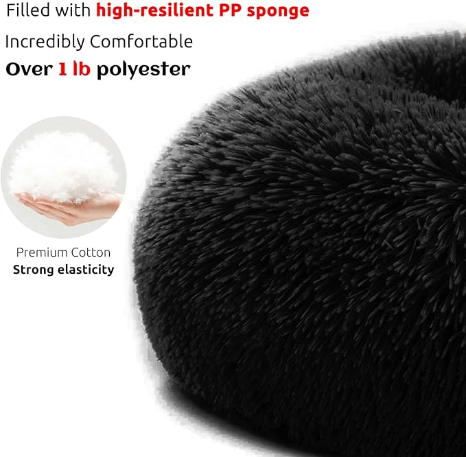 HACHIKITTY Calming Pet Sofa Bed Mat, Washable Plush Couch Cover for Dogs and Cats, Furniture Protector with Anti-Slip Bottom (30"x 27"x 6", Black)