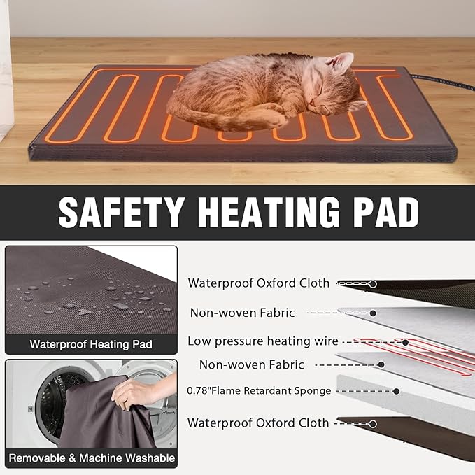 Insulated Heated Cat House for Winter, Outdoor Feral Cat Shelter with Weatherproof Design and Heated Liner