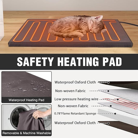 Insulated Heated Cat House for Winter, Outdoor Feral Cat Shelter with Weatherproof Design and Heated Liner