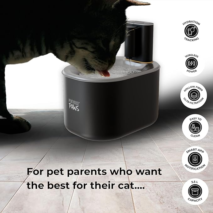 Smart Wireless Cat Water Fountain, 3.5L/118oz Automatic Pet Water Dispenser with App Control, Ultra Quiet, UV Sterilization & Filtered Flow for Cats & Dogs