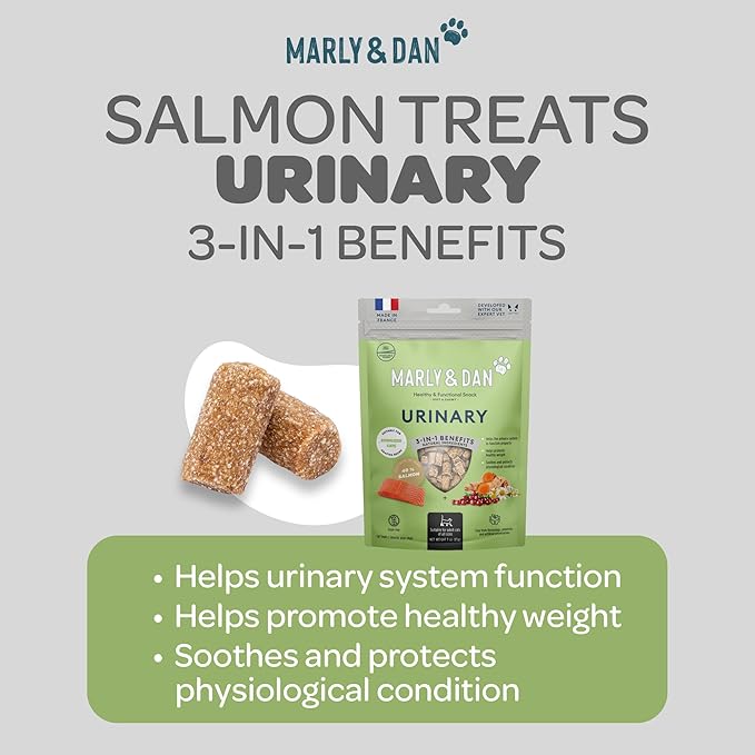 Marly & Dan Salmon Treats for Cats with Brewers Yeast & Green Tea, Urinary Recipe, 3oz Bag