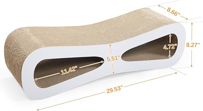 Cardboard Cat Scratcher Lounge Bed for Indoor Cats Kittens, 29.5" 8-Shaped Cat Scratching Board with Catnip, Grey
