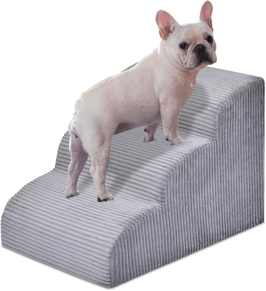 Dog Stairs Steps for High Bed: 3 Steps Pet Steps for Small Dogs and Cats Non-Slip Removable Washable Cover Ramp for Indoor Outdoor Car Couch Sofa(H: 16")