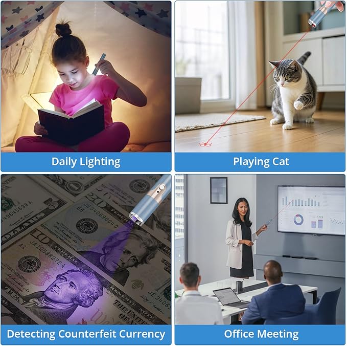 2 Pieces Cat Toy, USB Rechargeable, Long Range 5 Modes, Interactive Kitten Dog Cat Mouse Toy for Indoor (Sky Blue