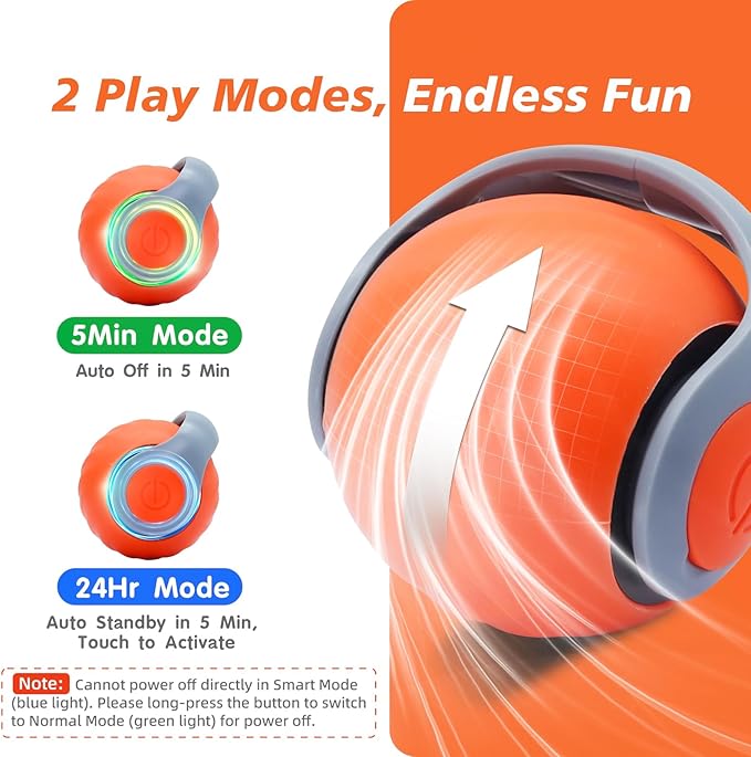 Interactive Cat Toy for Indoor Cats, Speedy Ball with Tail, Automatic Moving Cat Balls for Bored Indoor Adult Cats, 360°Automatic Rolling Ball Toy, Two Speed Adjustment（Orange）