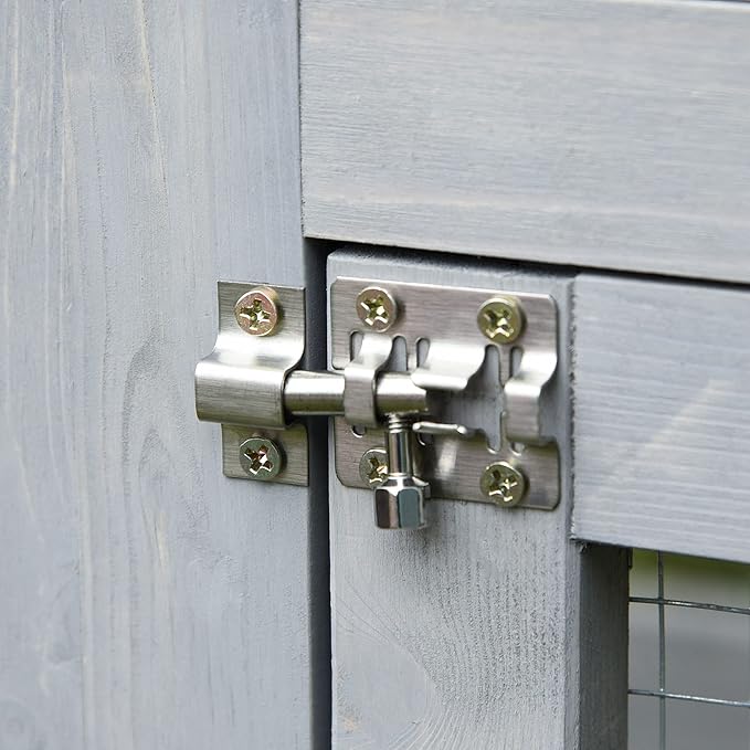 PawHut Outdoor Cat House Big Catio Wooden Feral Cat Shelter Enclosure with Large Spacious Interior, 6 High Ledges, Weather Protection Asphalt Roof, 71" L, Grey