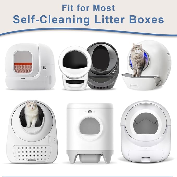 Cat Litter Box Liners and Bags for Automatic Cat Litter Boxes,Waterproof Easy Cleanup,Heavy Duty,Unscented,Hypoallergenic & Pet-Safe (White)