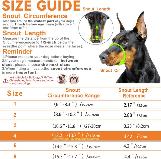 Dog Muzzle – Lightweight Breathable Basket Muzzle, Anti-Biting & Chewing, Adjustable Fit for Small, Medium & Large Dogs(Size 4)