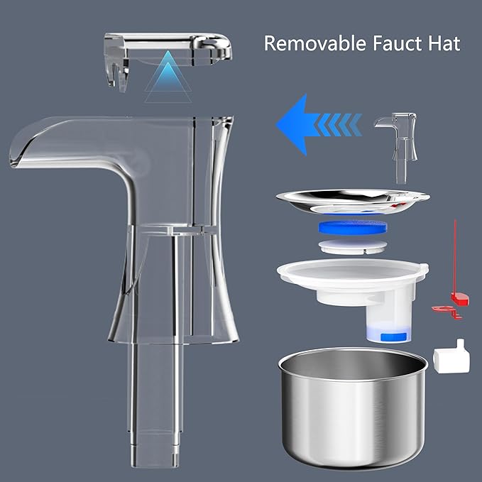 Cat Water Fountain, Stainless Steel Inside Ultra-Quiet Pump, 2L/67oz Automatic Dog Dispenser Water Bowl, Multiple Pets Water Fountain