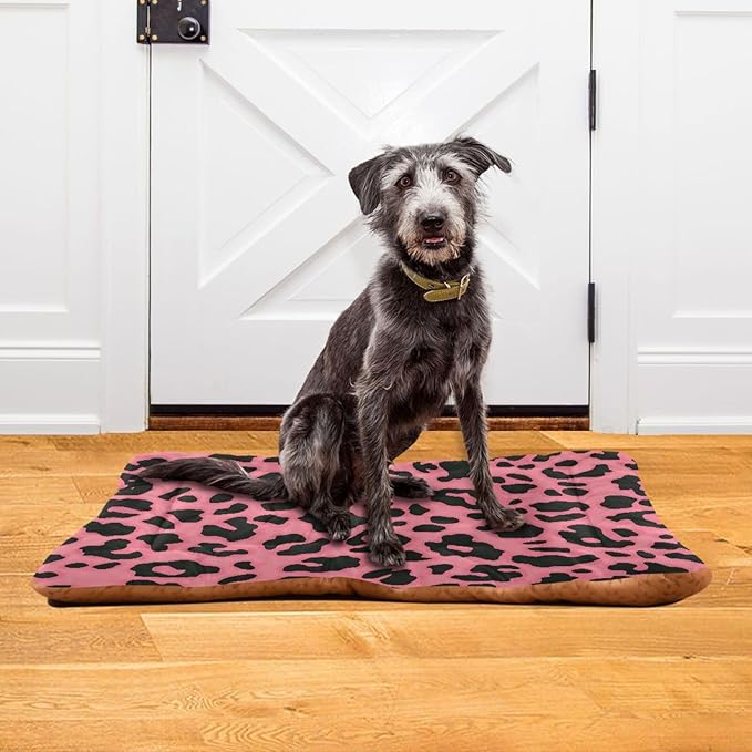 Pet Bed Pink Leopard Print Dog Bed Mat Absorbing Non Slip Pad Pet Sleeping Mat for Small, Medium, and Large Dogs Puppy Cat 36 in x 24 in