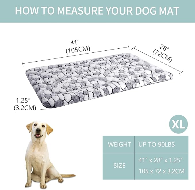VANKEAN Dog Crate Pad Bed Mat Reversible (Warm & Cool), Soft Pet Sleeping Mat Dog Bed for Crate Suitable for Small to XX-Large Dogs and Cats, Machine Washable Crate Beds, Grey Stone Pattern