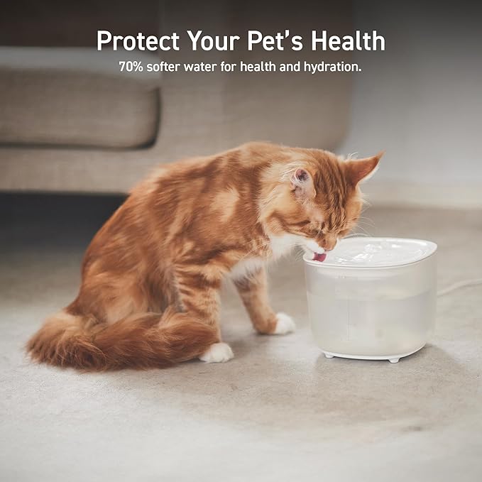 ELECOM Automatic Pet Water Fountain for Cats and Dogs, Silent Aqua Water Fountain Replacement Filters, High-Density 3-Stage Filtration (Filters x4, 2 Liters)