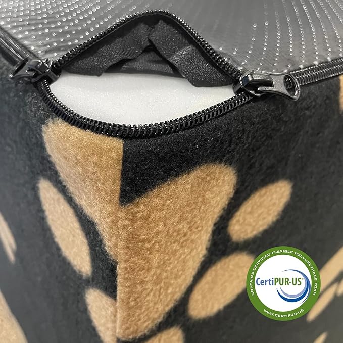 Best Pet Supplies Dog Stairs & Steps - Foam Steps for Small Dogs & Cats, Non-Slip Indoor Balanced Pet Step Support, Dog Ramp, No Assembly, Paw Print on Black, 4-Step (18-inch Height).