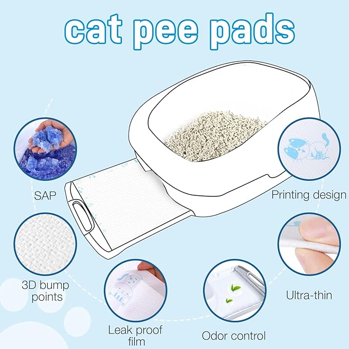 50 Count Cat Pad Refills Super Absorbent Pee Pads for Cats Enhanced Odor Control with Light Scent 16.9" x 11.4" Compatible with Tidy Cats Breeze Litter System