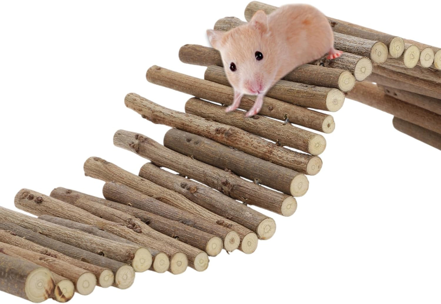 Hamster Toys, Flexible Hamster Wooden Bridge, 11.8In Hamster Fence, Hamster Cage Decor and Platforms, Hamster Cage Accessories(11.8In)