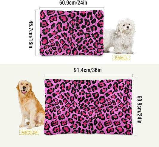 Pet Bed Pink Leopard Print Dog Bed Mat Absorbing Non Slip Pad Pet Sleeping Mat for Small, Medium, and Large Dogs Puppy Cat 36 in x 24 in