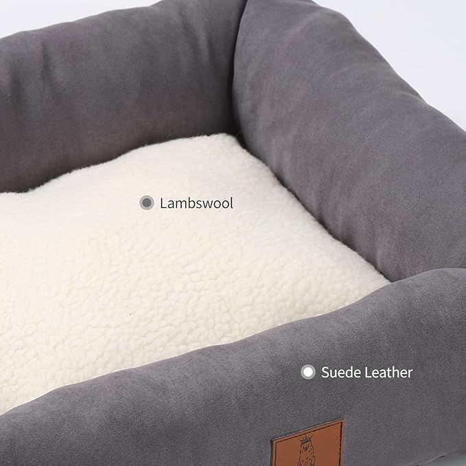 20In Dog Bed for Small Medium Sized Dogs and Cats - Washable Rectangle Puppy Bed for Indoor Outdoor, Cozy Pet Bed with Support Pillow & Non-Slip Bottom(Grey, Small)
