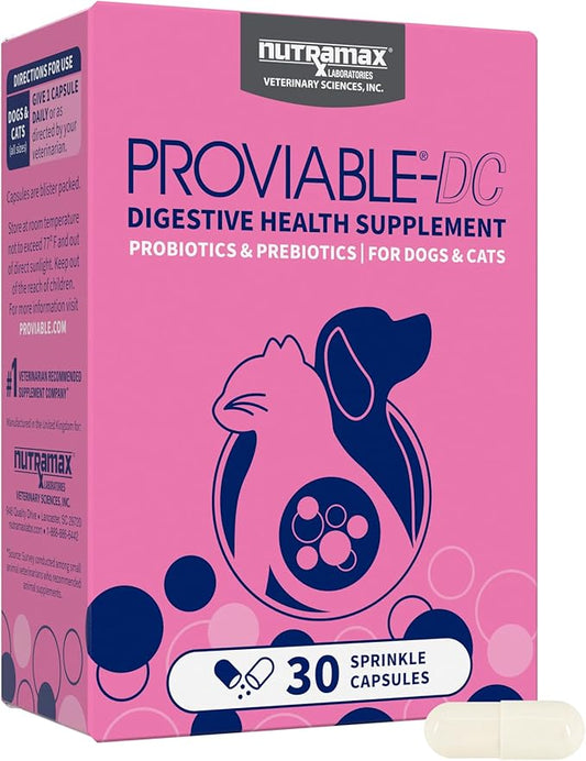 Nutramax Laboratories 30 Count Proviable Health Supplement for Cats and Dogs (PROVDC30)
