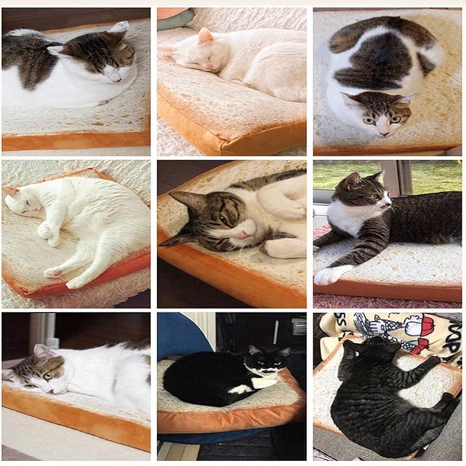 S-Lifeeing Fashion Pet Cushion Bed Winter Plush Nest Kennel Lovely Bread Warm Comfortable Dog Toast Pad Cat Mat (Bread)