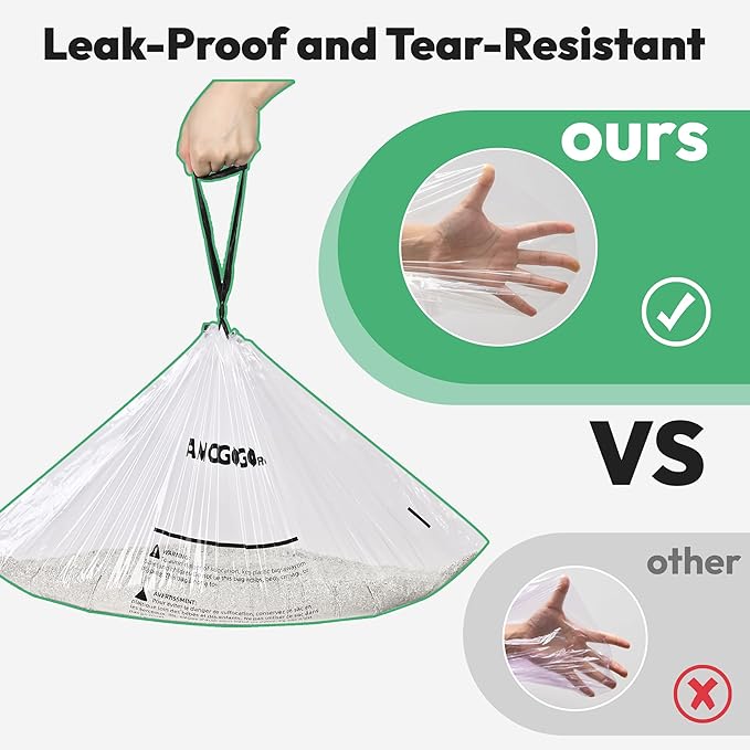 50 Pack Waste Bags, Compatible with Litter Robot 4 & 3, Drawstring Liners for Self Cleaning Litter Box, Clear Cat Litter Bags, Pre-Separated, Transparent, Replacement Bags, 26.4" x 15.8"