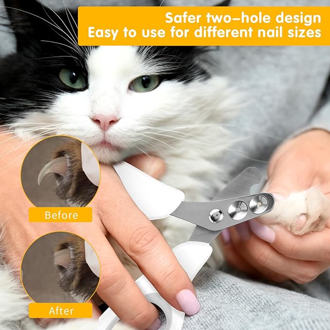 Cat Nail Clippers with Circular Cut Hole, Dogs Pets Nail Clippers & Trimmers Puppy Nails Clipper Cat Claw Trimmer with Safety Guard -Avoid Over Cutting Pet Nails Clipper for Novice Pet Families